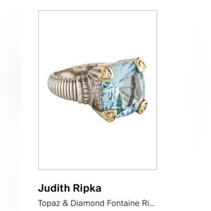 Judith Ripka diamond and topaz Fontaine ring size 6.5